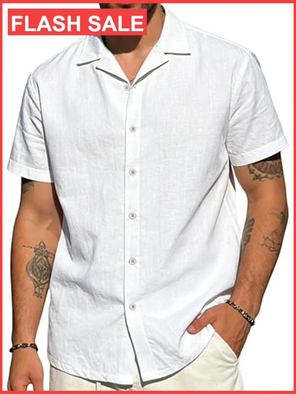 Mens Cotton Linen Short Sleeve Button Down Shirt Casual Summer Beach Tops